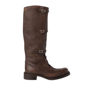 hoge bruine veterlaars miu miu