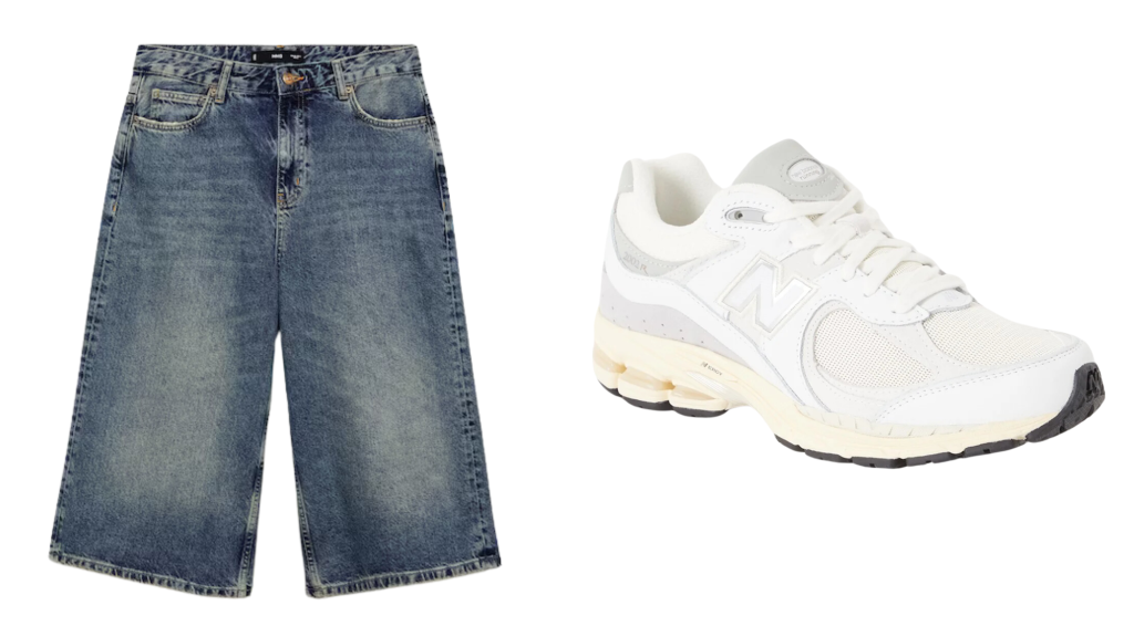 mango bermuda shorts new balance sneakers