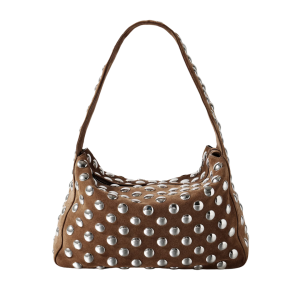 khaite bruine studded suede tas