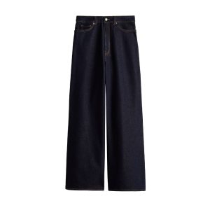 donkerblauwe high-waist jeans