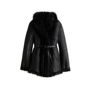 faux fur zwarte jas