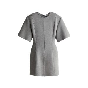 Grijze fijngebreide jurk kort