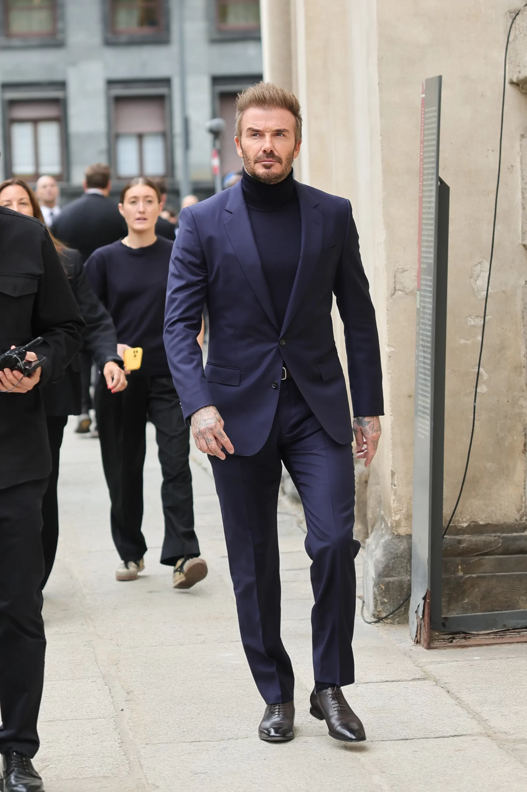 David Beckham bij Boss tijdens Milan Fashion Week lente/zomer 2025