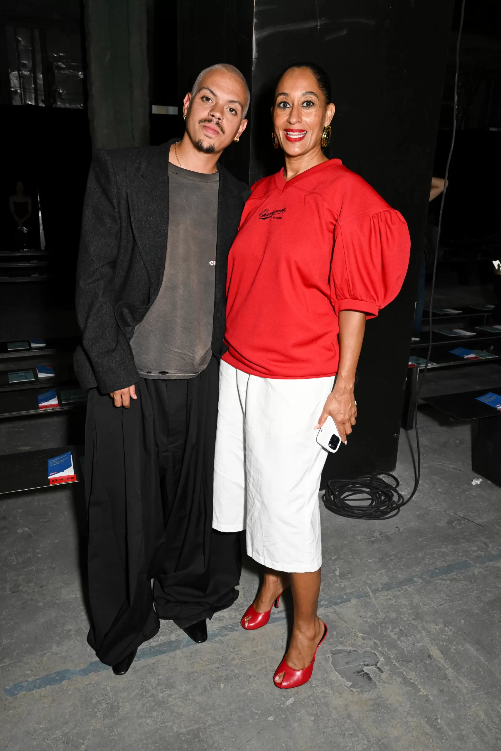 Evan en Tracee Ellis Ross bij Willy Chavarria tijdens New York Fashion Week lente/zomer 2025