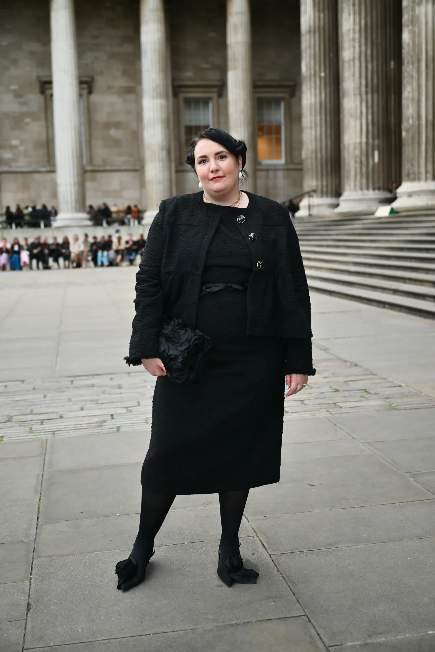 Lena Dunham bij Erdem is een van de beroemdheden tijdens London Fashion Week lente/zomer 2025