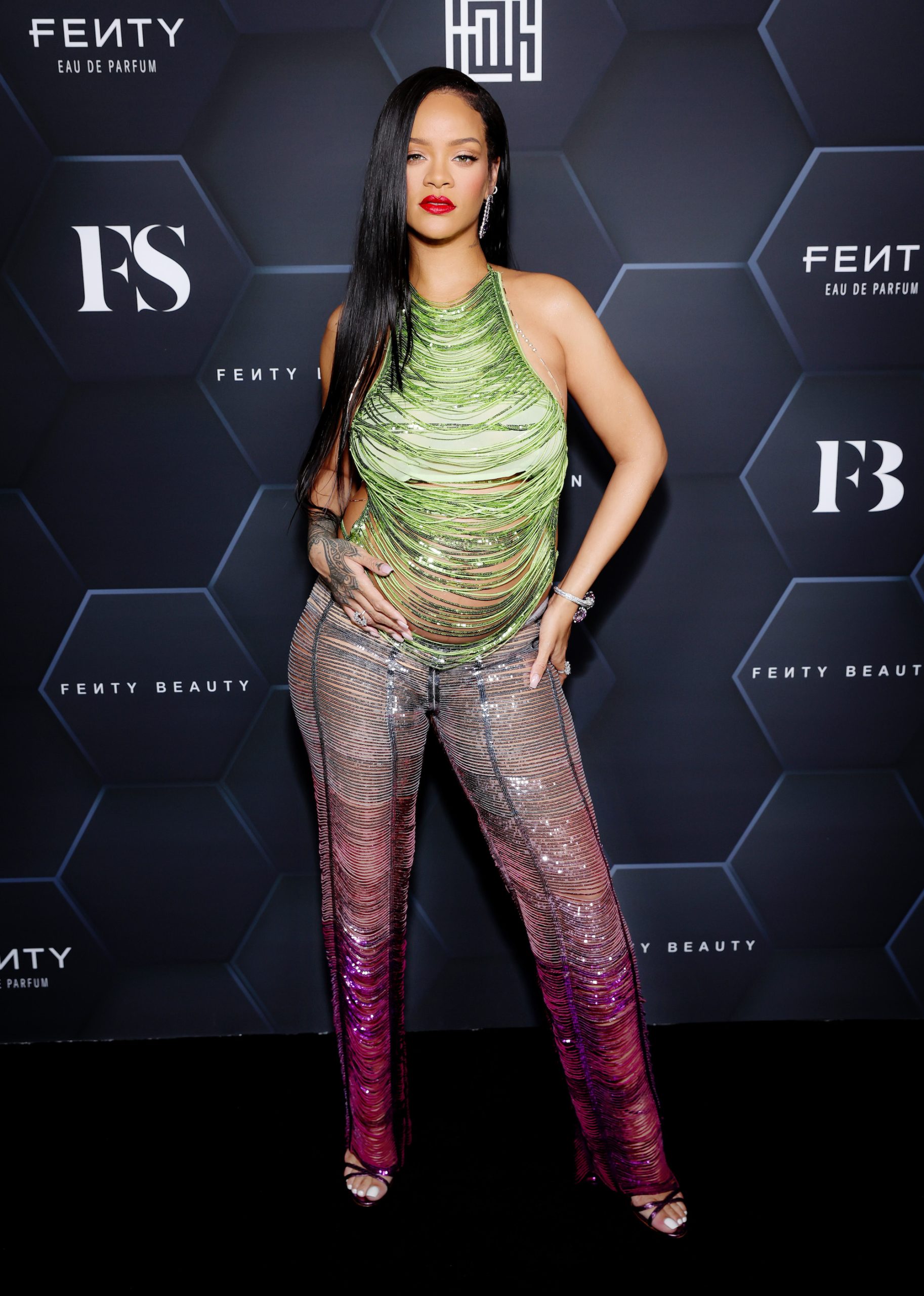 Rihanna in een glitterlook van The Attico