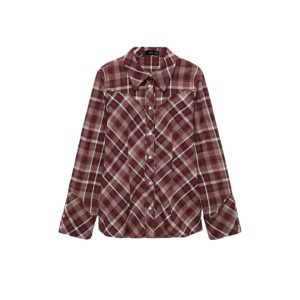 Mango blouse in geruite stof