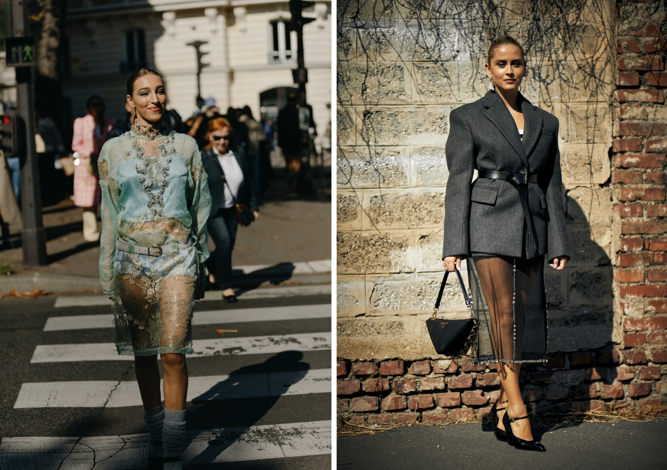 Streetstyle beelden van de sheer skirt