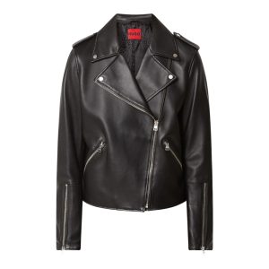 Zwarte leren jas van Hugo