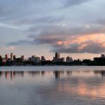 Uitzicht van Rotterdam vanaf het Kralingse Bos