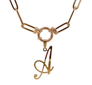Oro alfabet hanger op schakelketting