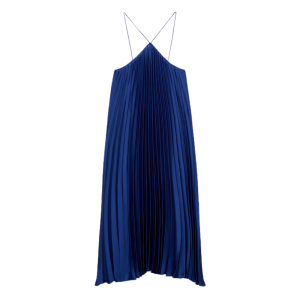 mango plissé halterjurk blauw
