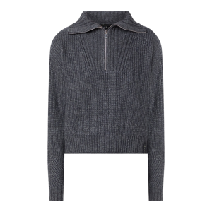 Olaf grofgebreide trui wolblend halve rits