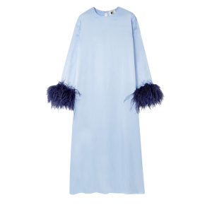 sleeper blauw satijnen jurk