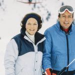 Prinses Beatrix en prins Claus op wintersport in 1981