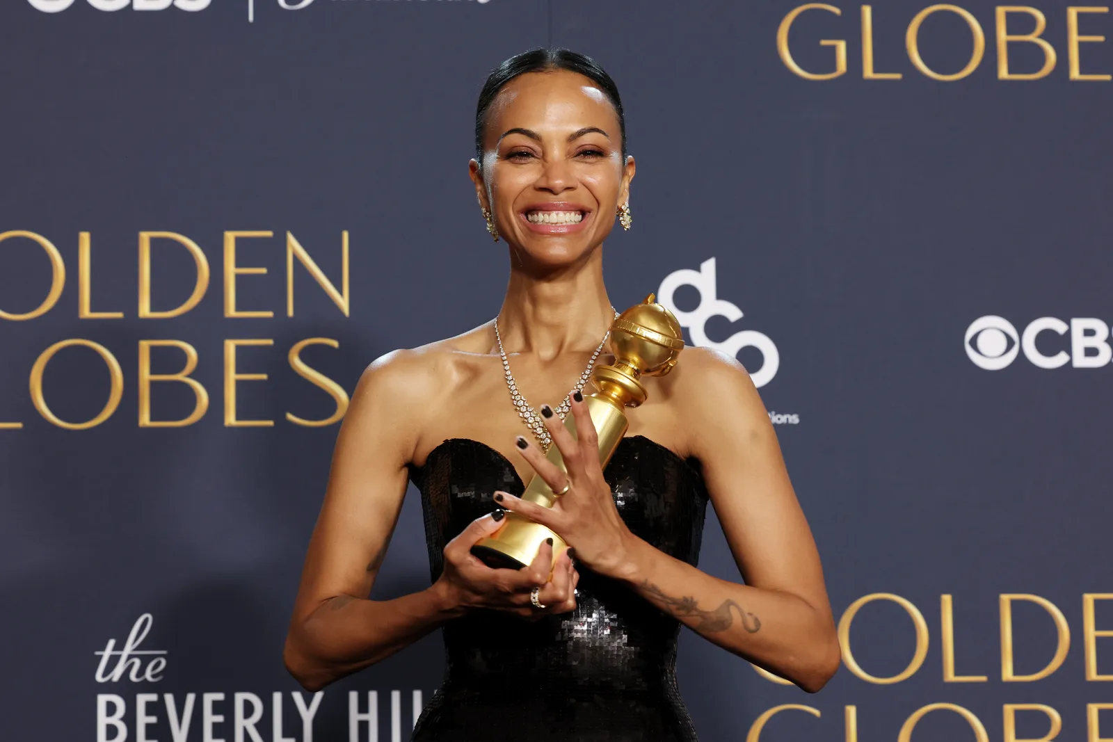 Zoe Saldana bij golden globes 2025
