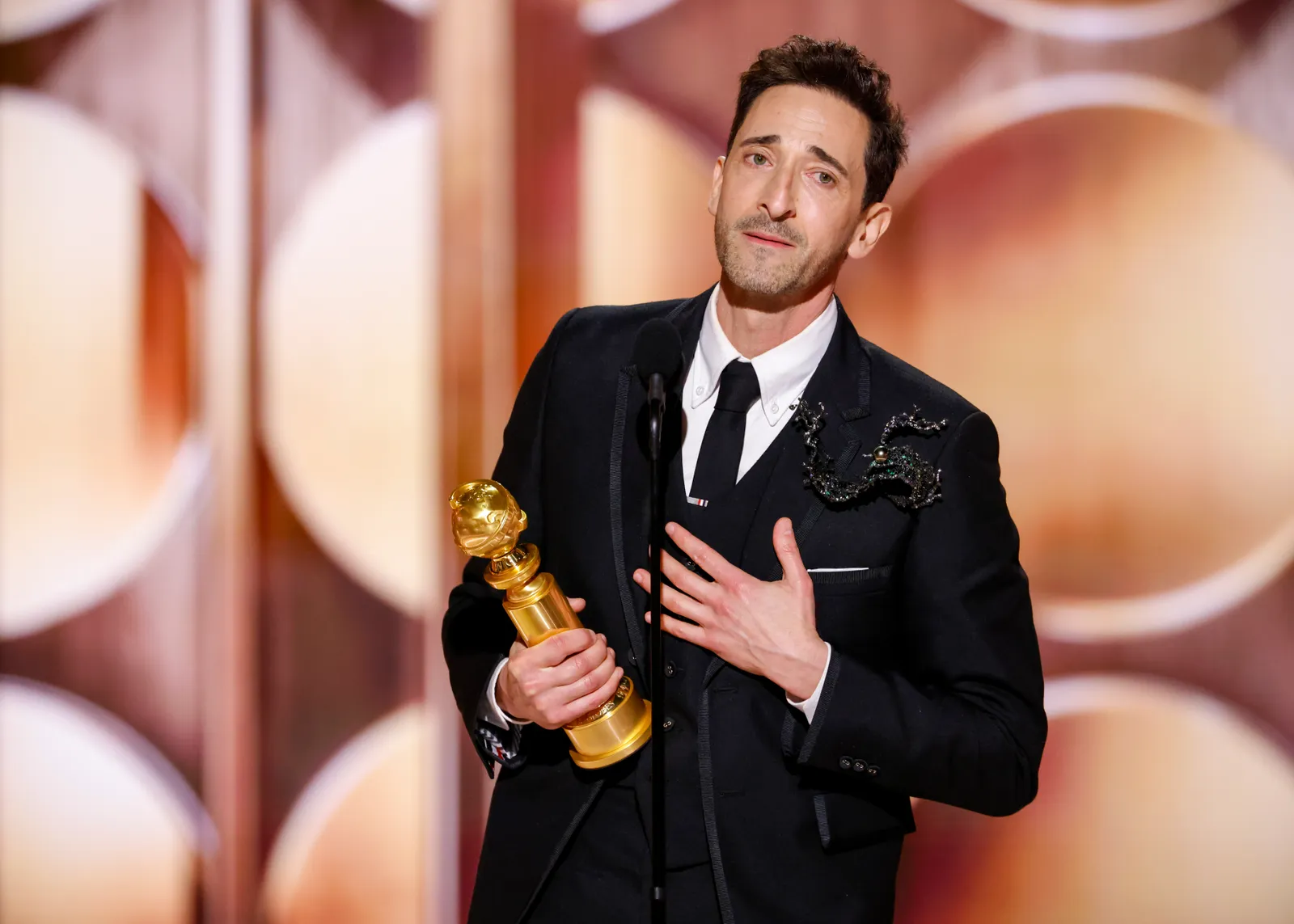 Adrien Brody bij Golden Globes 2025