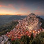 Pietrapertosa, Italy in Dolomiti Lucane at dusk, Pietrapertosa, Italy After Sunset