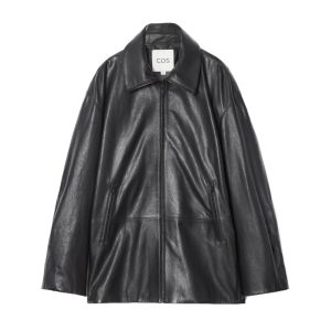 Zwarte leren jas van COS