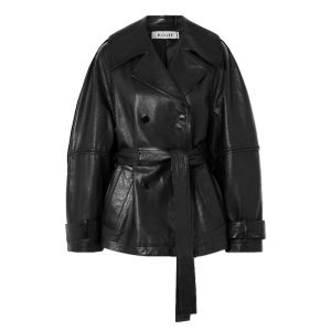 Zwarte leren jas van Rohe