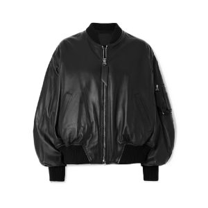 Zwarte leren jas van The Attico