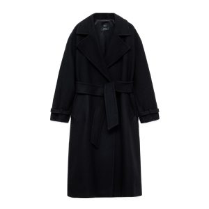 Zwarte wollen mantel van Mango