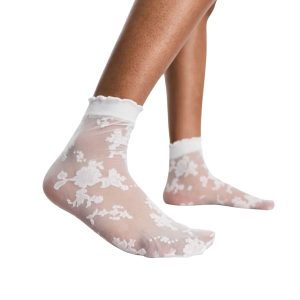 Witte pantysok met kant