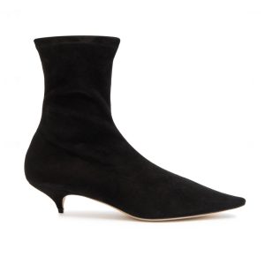 The Row suede laarsjes met kitten heel