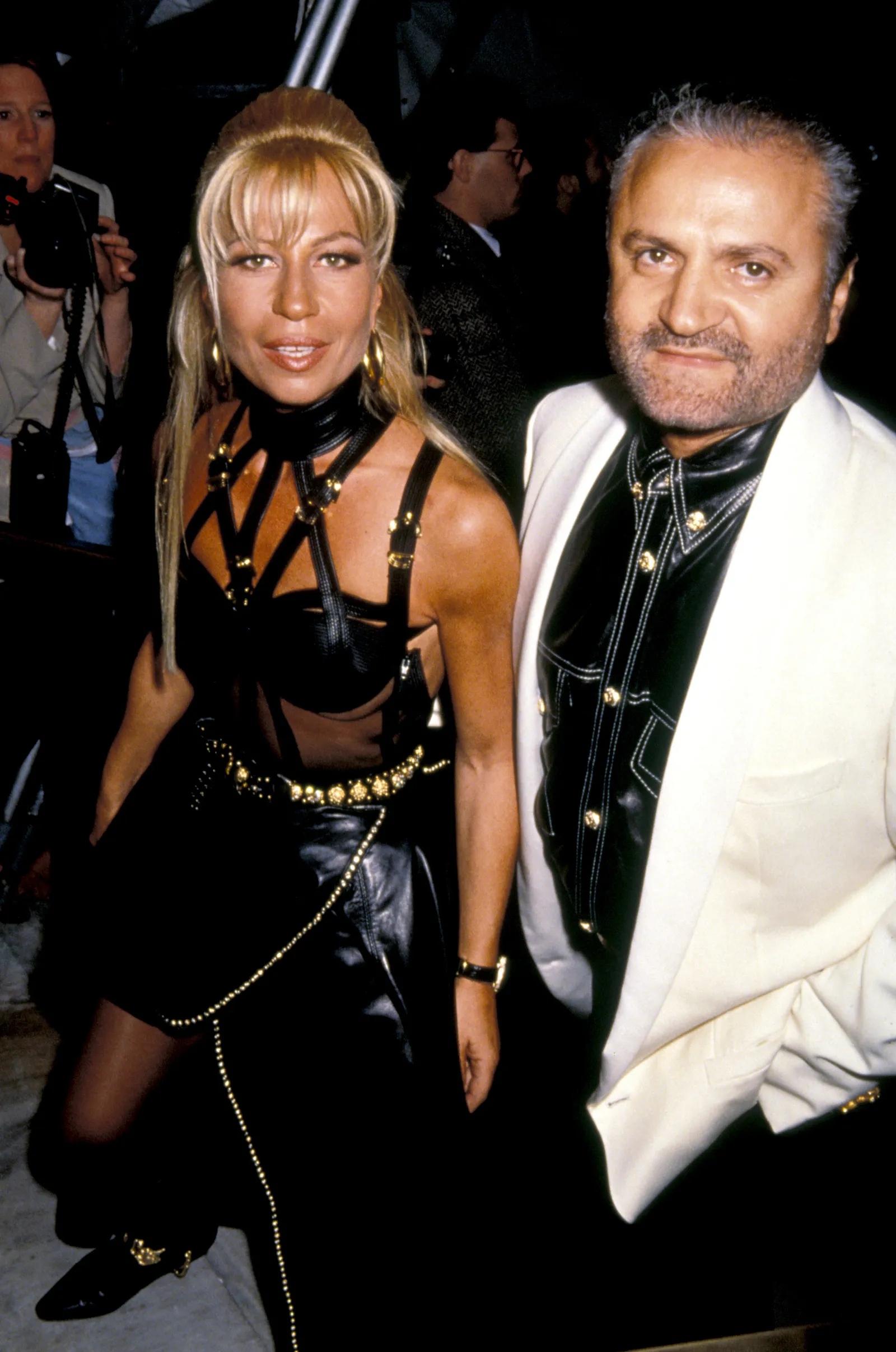 Donatella and Gianni Versace at the Vogue Magazine 100th Anniversary in 1993. Photo- Ron Galella:Ron Galella Collection via Getty Images