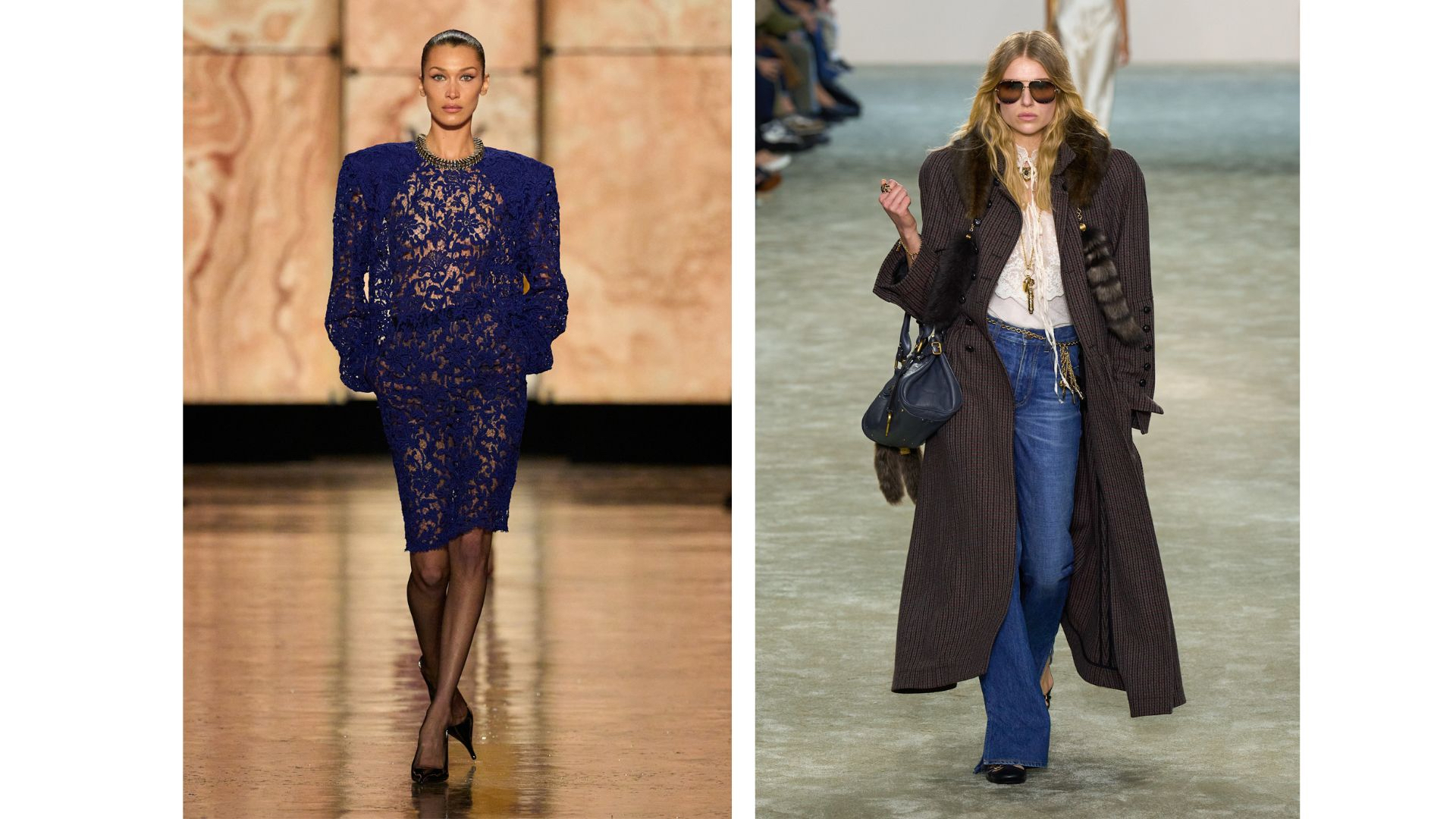 Saint Laurent Chloé Paris Fashion Week herfst/winter 2025 kant ruches