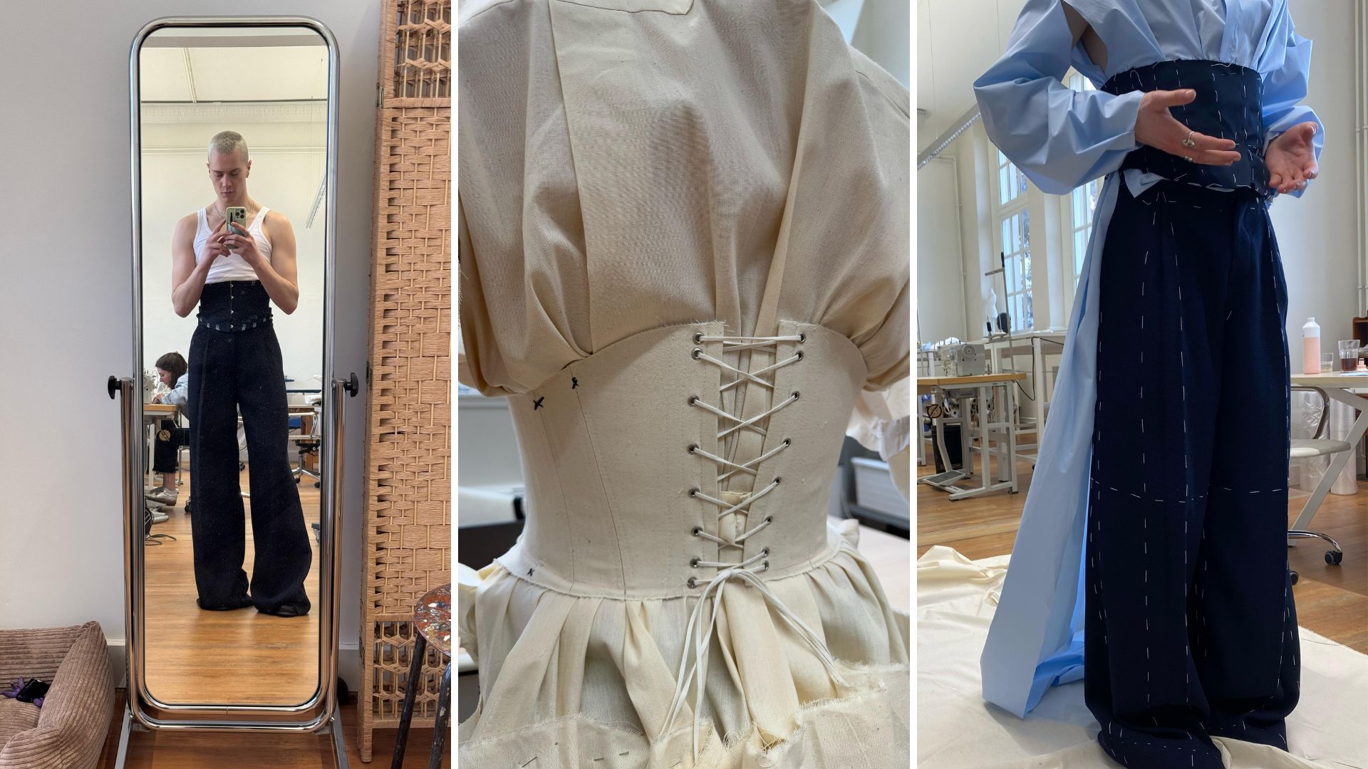 Stijn de Vries tijdens een doorpas in ontwerpen van Tess van Zalinge