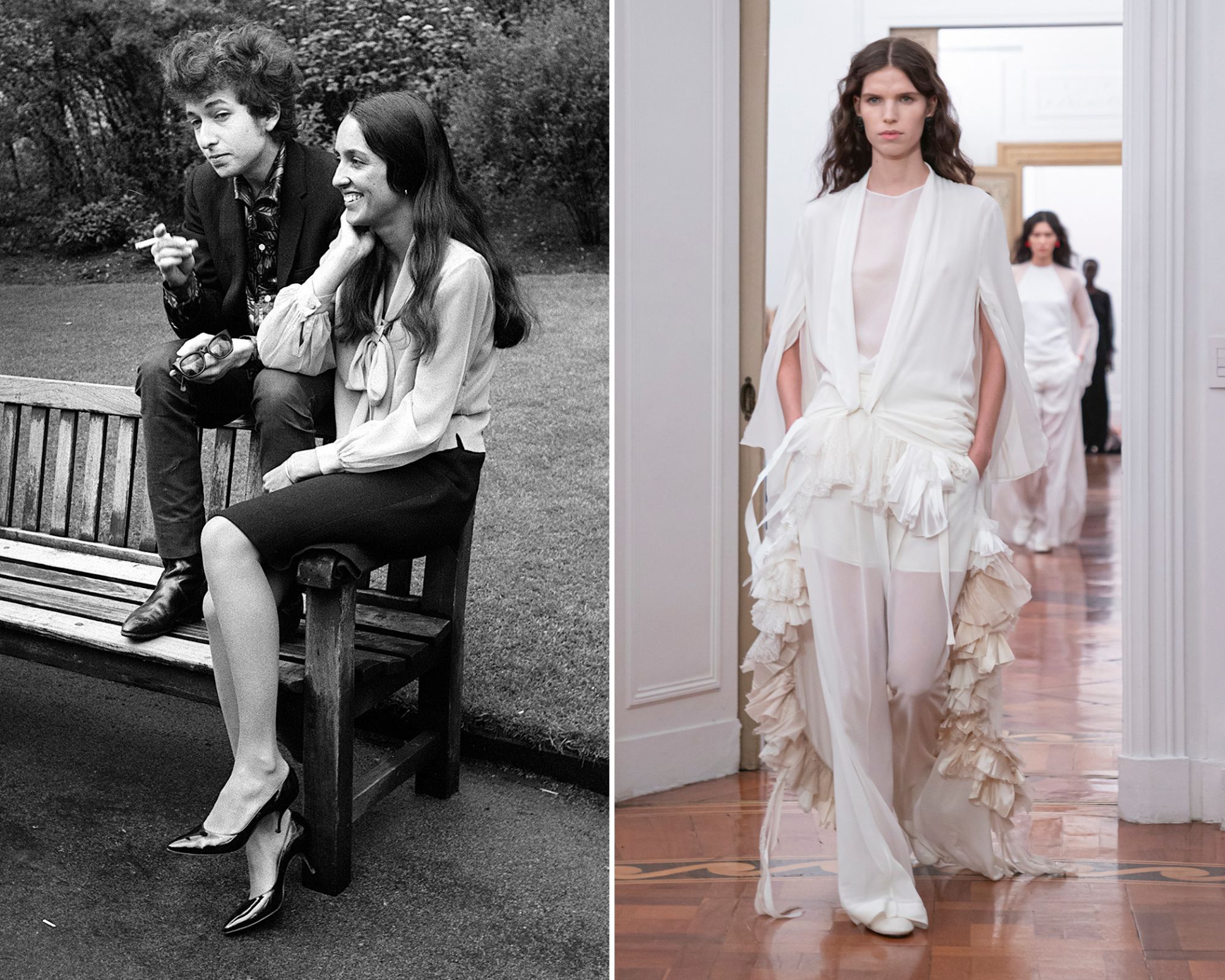 Bob Dylan en Joan Baez iin 1965 - Alberta Ferretti herfst/winter 2025