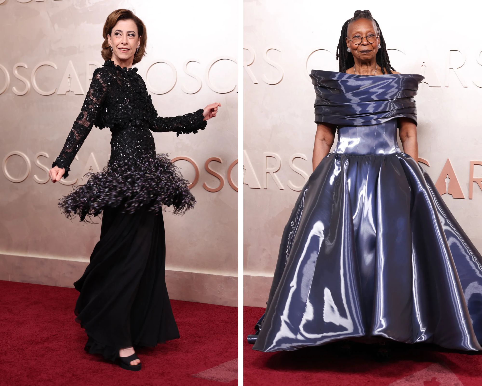Fernanda Torres en Whoopi Goldberg bij de Oscars 2025