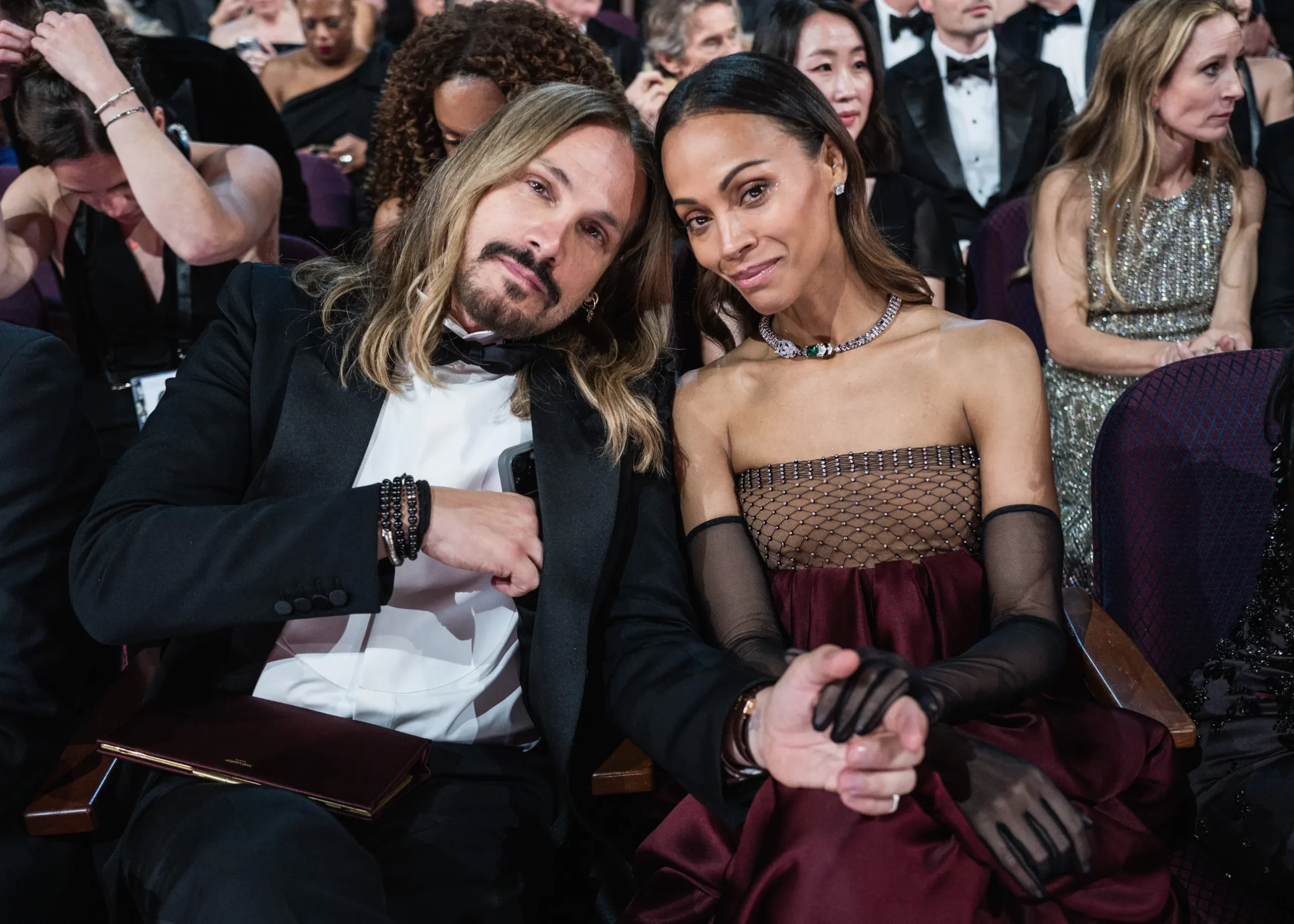 Marco Parego-Saldana en Zoe Saldana bij de Oscars 2025