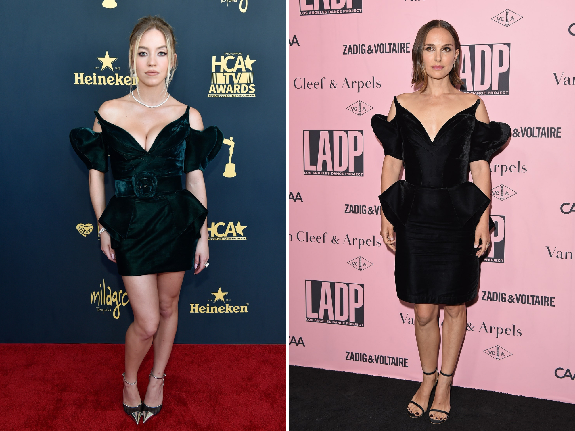 Sydney Sweeney Natalie portman Mugler jurk