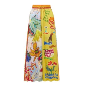 Inspiratie uit mannencollecties ALÉMAIS + Nadia Hernández printed silk crepe de chine wide-leg pants