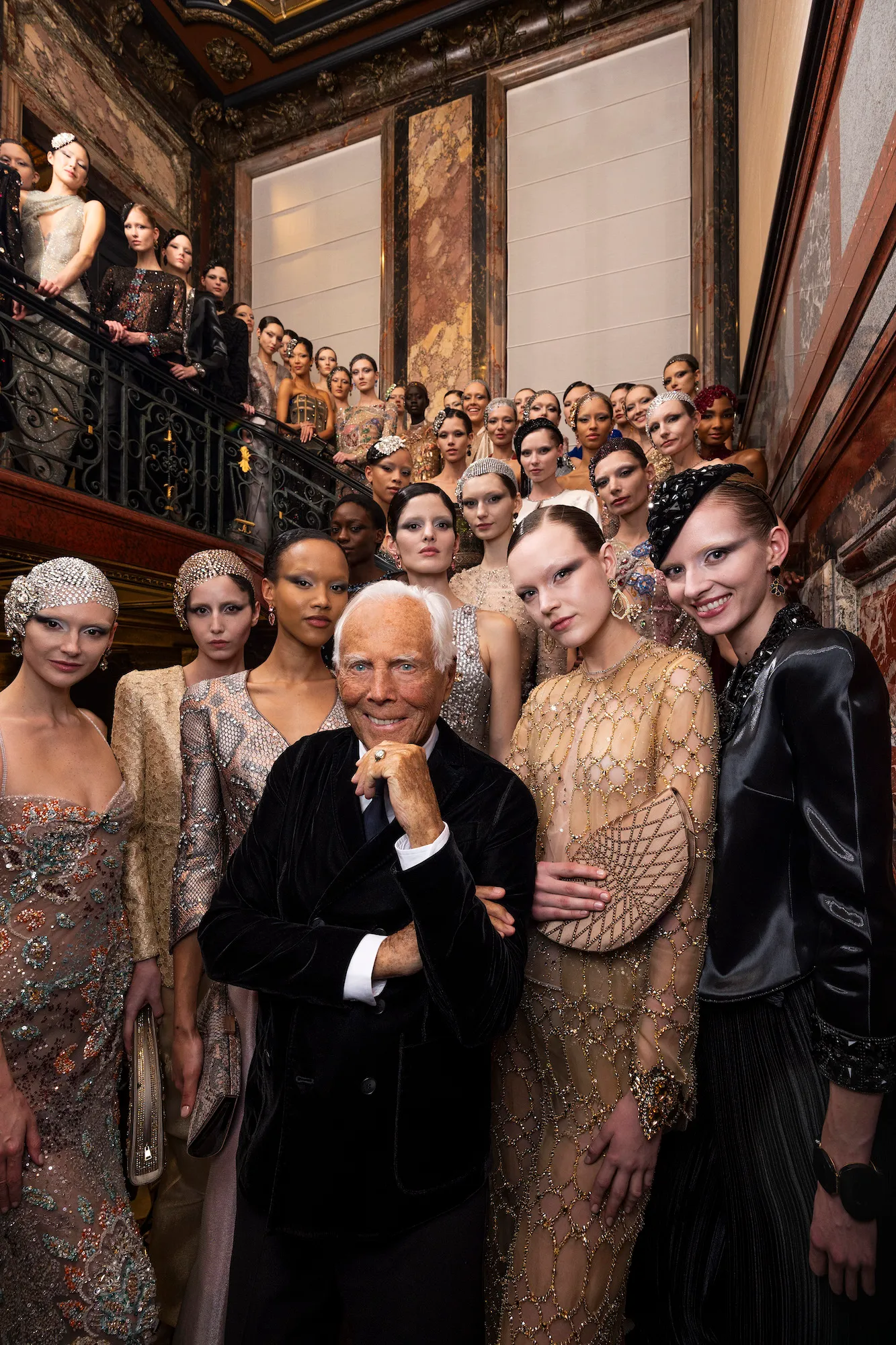 Giorgio Armani met modellen