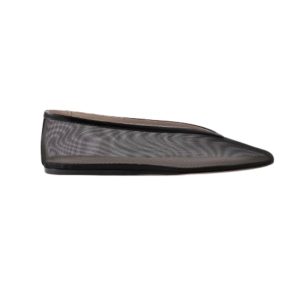 LE MONDE BERYL Luna leather-trimmed mesh ballet flats