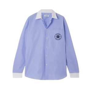 Inspiratie uit mannencollecties SPORTY & RICH + Le Bristol Paris Crest oversized embroidered cotton-poplin shirt