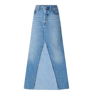 levi's maxi denim rok, lange spijkerrok