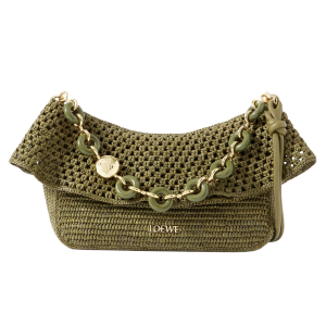 loewe crochet bag groen, groene tas loewe, gehaakte tas