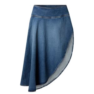 alaia denim rok, lange spijkerrok