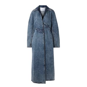 Trenchcoat guide. ALAÏA Spiral asymmetric denim coat
