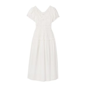 DÔEN Leanne midi-jurk in geribd biologisch katoen-voile