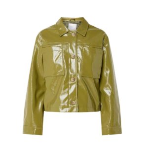 Neo Noir Emelia jack van imitatieleer met opgestikte zakken