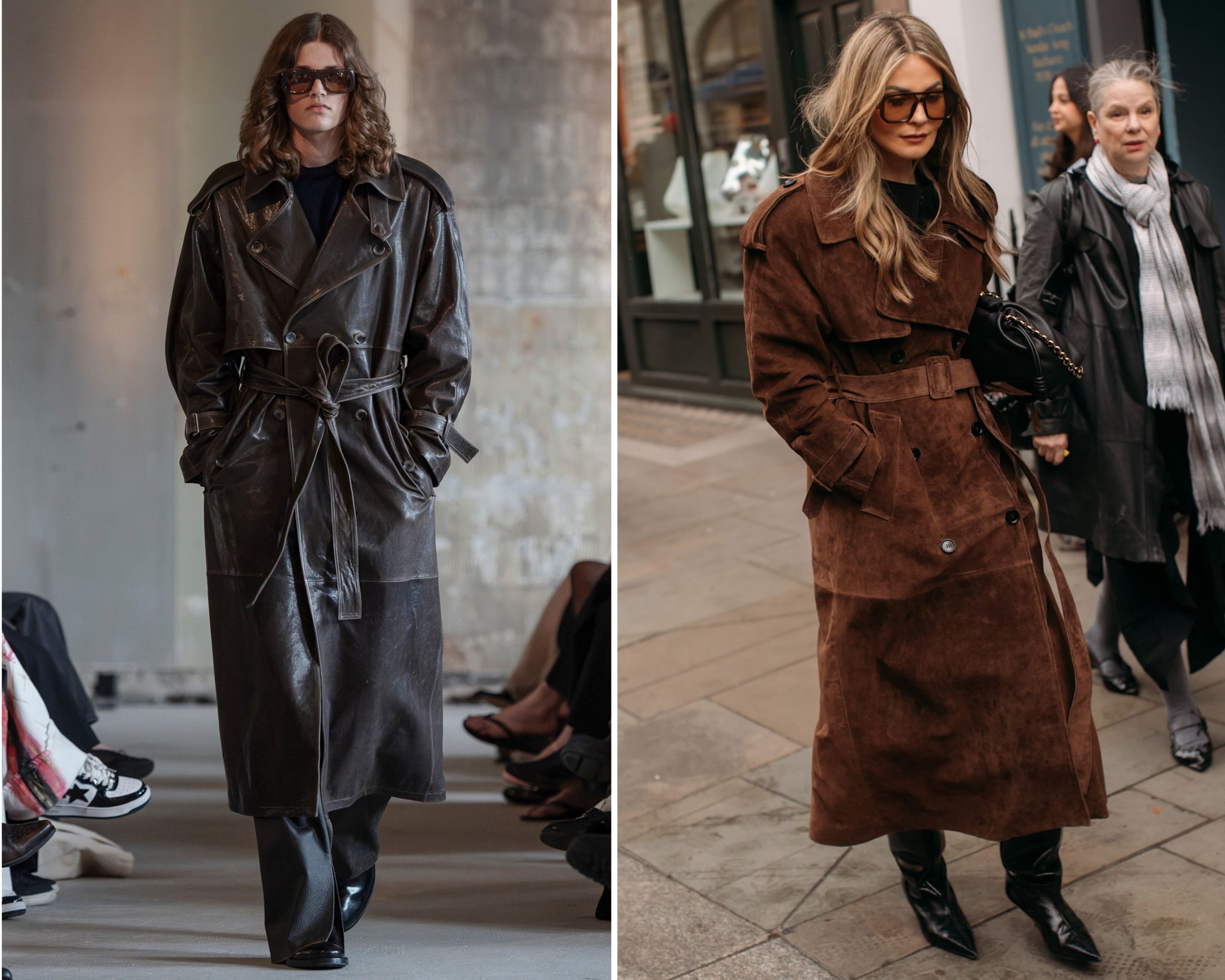 Leren en suède trenchcoats