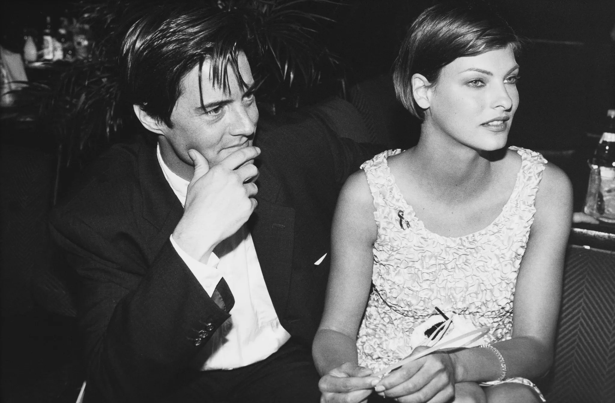 Kyle MacLachlan en Linda Evangelista tijdens het Cannes Film Festival in 1995