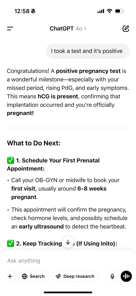 chatgpt zwangerschap screenshot