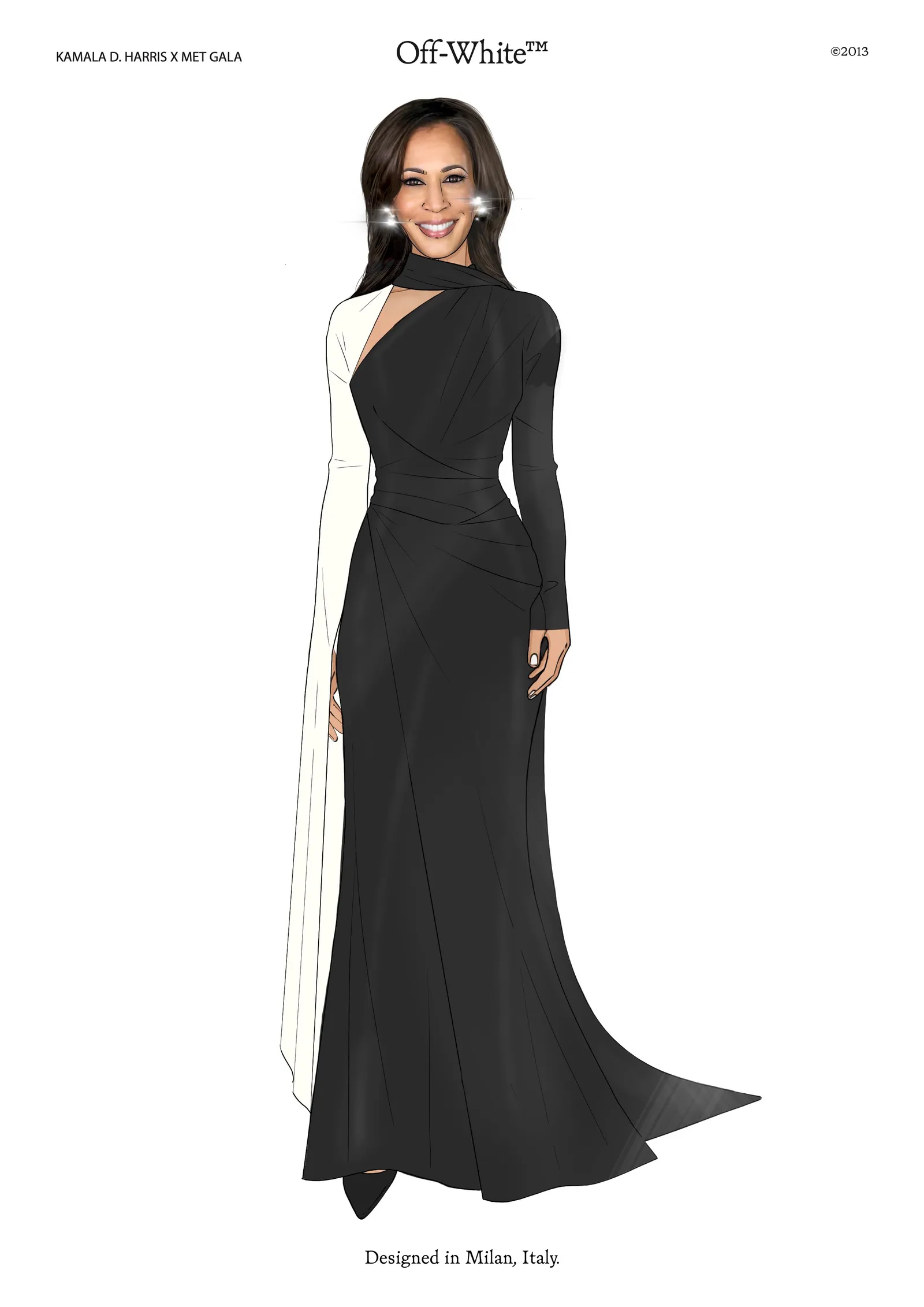 De schets van Kamala's Off-White-look