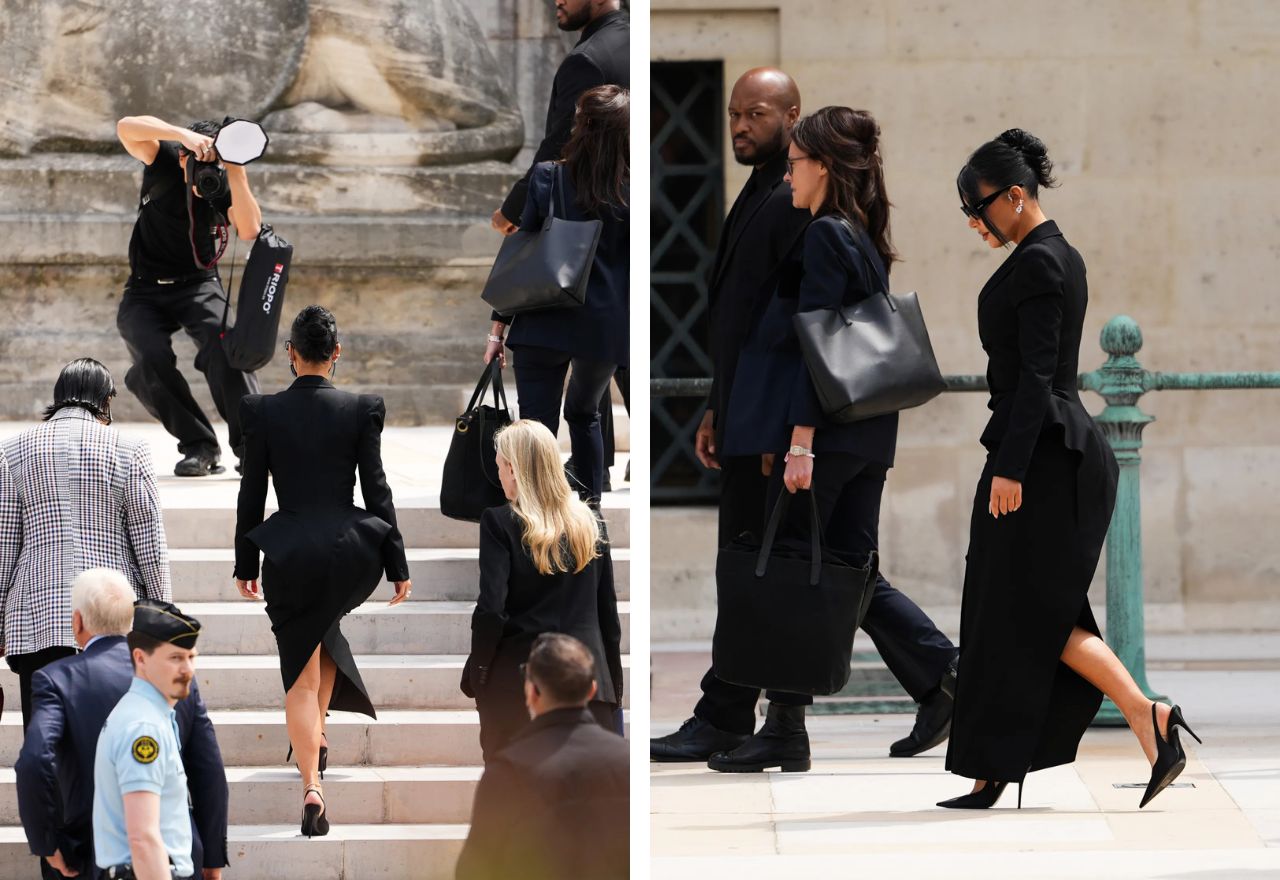 Kim Kardashian bij het Voltaire-gerechtsgebouw in Parijs. 